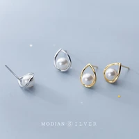 modian charm drop water pearl earring 100 925 sterling silver fashion elegant stud earrings for women wedding statement jewelry