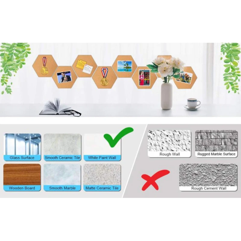 

1pc Multifunction Cork Board Self-AdhesiveWood Photo Background Hexagon Stickers