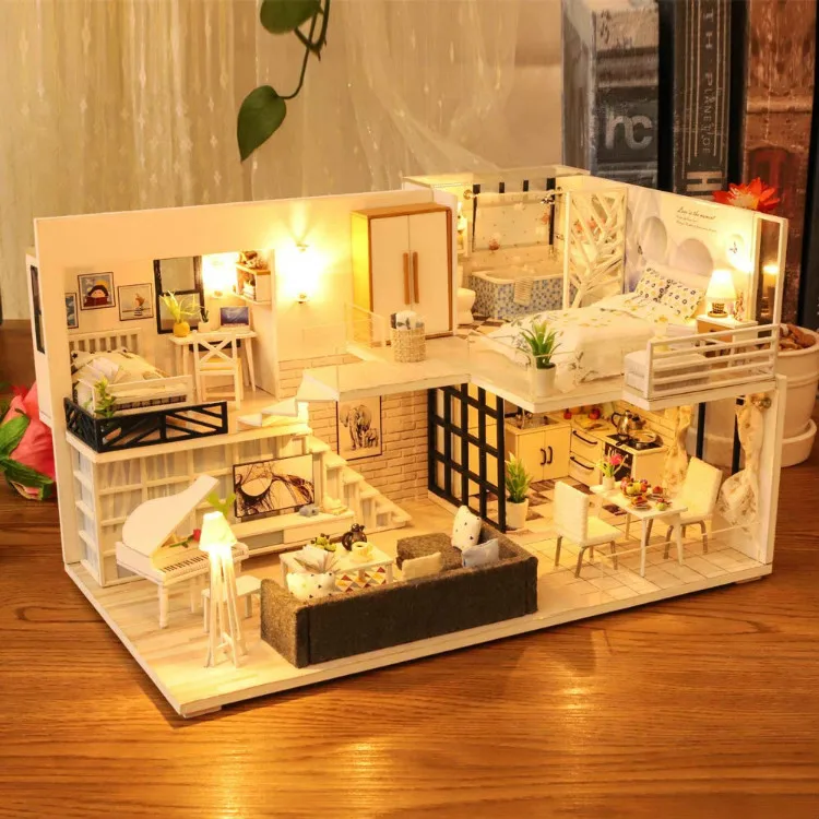 

SG&DIY Dollhouse Miniature with Furniture, DIY Dollhouse Kit Plus Dust Proof and Music Movement, 1:24 Scale Creative Room Idea