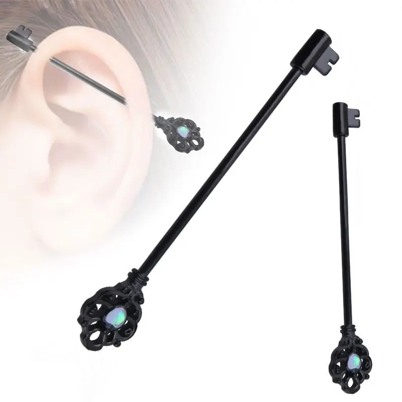 Новый модный пирсинг для козелка уха в виде ключа Промышленная Штанга серьга