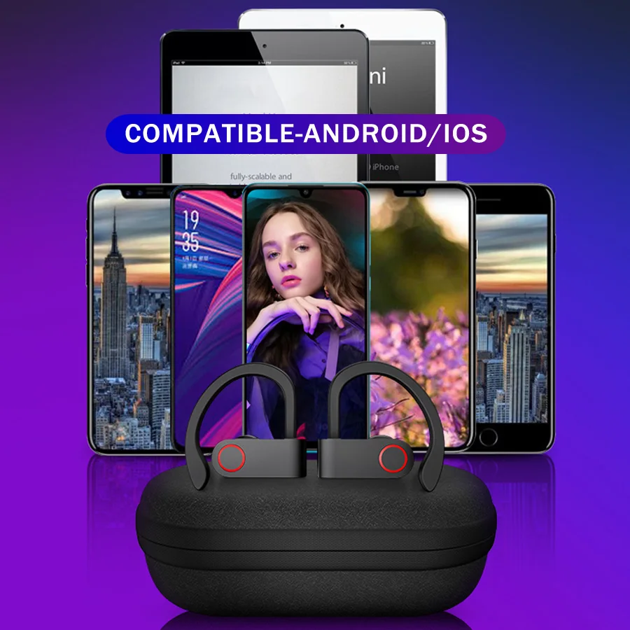 TWS Спортивные Bluetooth настоящие Беспроводные наушники с шумоподавлением