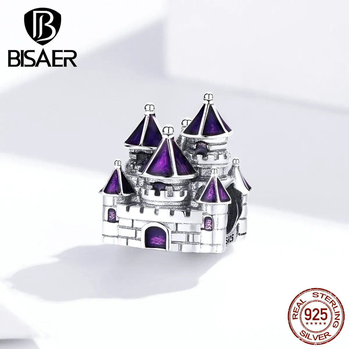 Серебряные подвески в виде замка принцессы BISAER Аутентичные браслеты из серебра