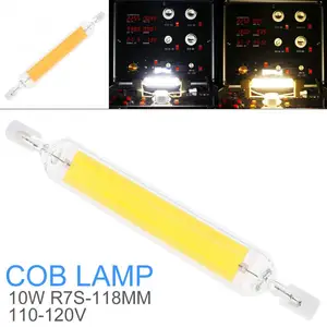 10 Вт 118 мм 110-120 В R7S мини-стекло 360 градусов с регулируемой яркостью холодный белыйтеплый белый с горизонтальной штепсельной вилкой COB сменная галогенная лампа