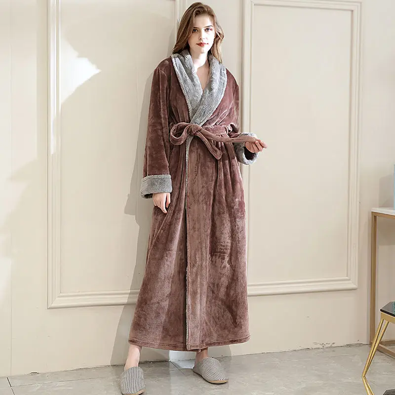 Pajamas Women's Autumn Winter Long Men's Warm Bathrobe Couple Zipper Pajamas Nightgown Sleepwear Nightwear Women Pijamas Women