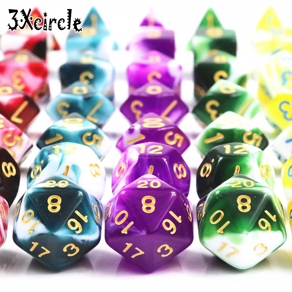 Лидер продаж 49 кубики шт./партия набор Игральный костей из D4 D6 D8 D10 % D12 D20 7 разных