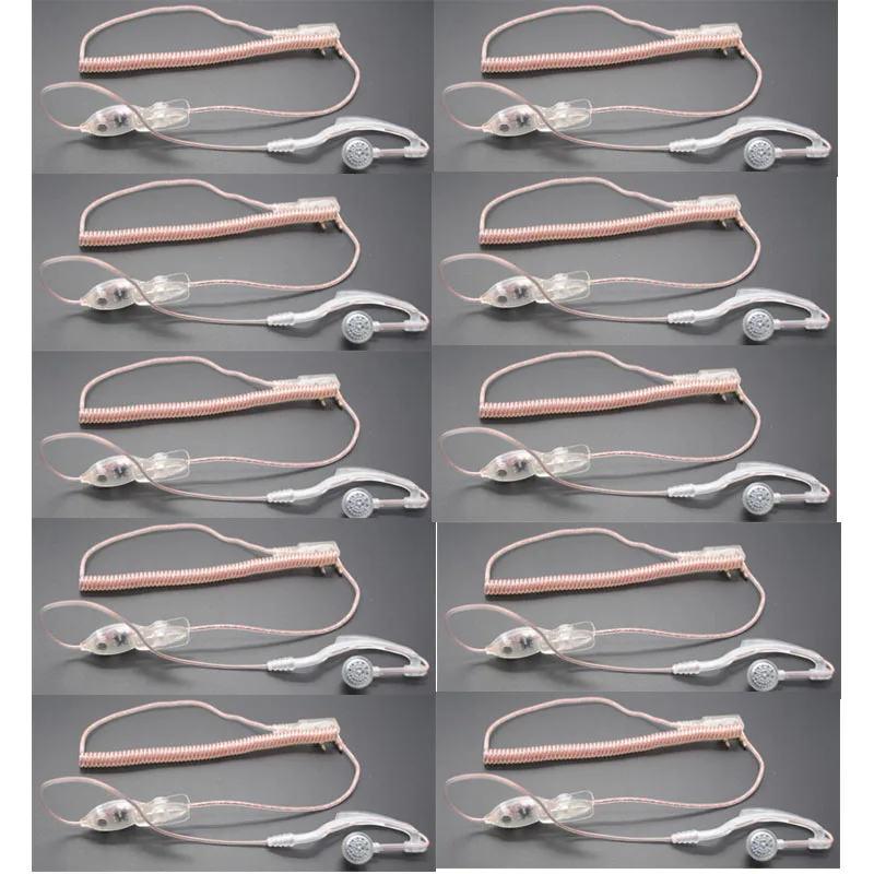 

10PCS 2-Pin Flexible Transparent Wire Headset PTT Mic Eearhook for Kenwood TYT Baofeng UV5R UV-5R BF-888S CB Radio Accessories
