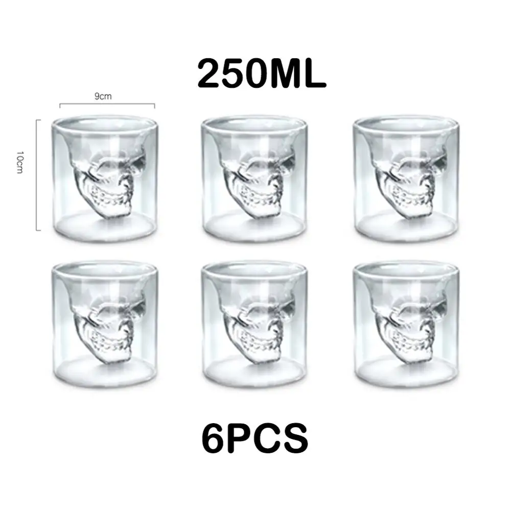 6PCS-250ml Креативная голова призрака 3D термостойкая анти-обжигающая двойная стеклянная чашка для Хэллоуина, вечерние, Клубные, рождественские, питьевая утварь - Цвет: 6PCS-250ml