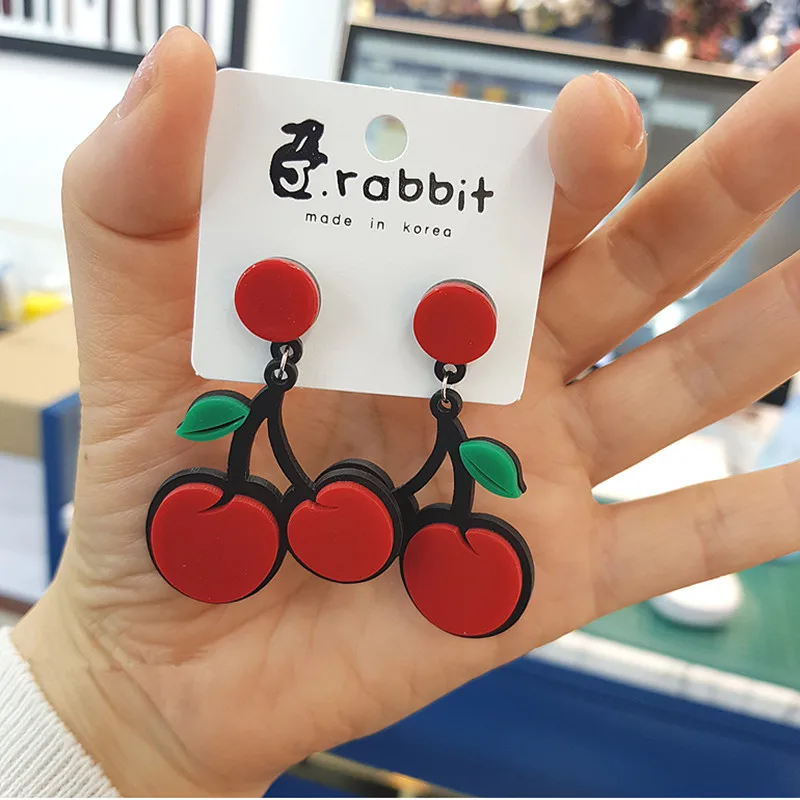 Модные летние акриловые большие серьги с фруктами и баклажанами для женщин