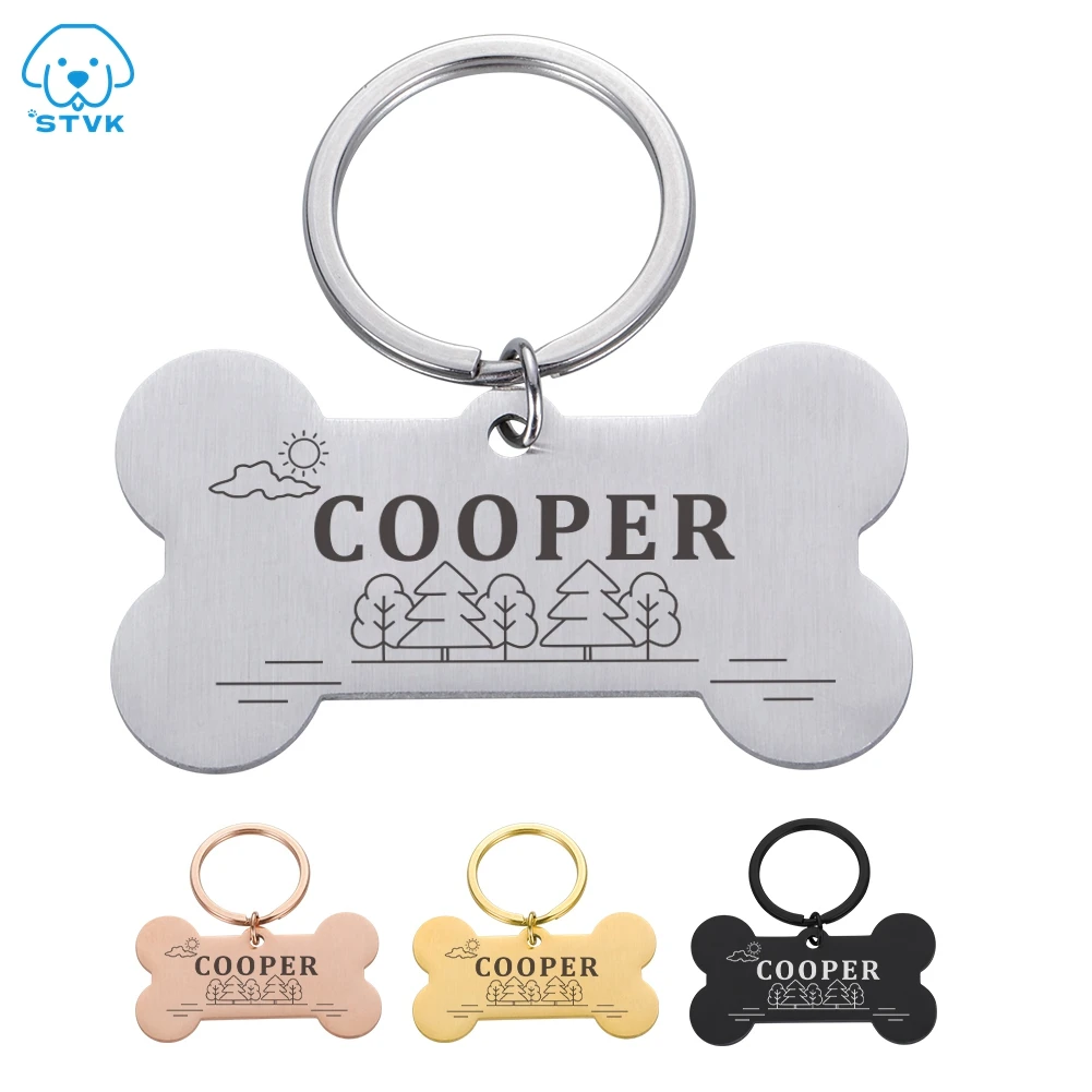

Custom Personalized Pet ID Tag Engraved Pet ID Name for Cat Puppy Dog Collar Tag Pendant Stainless Steel Bone Pet Accessories