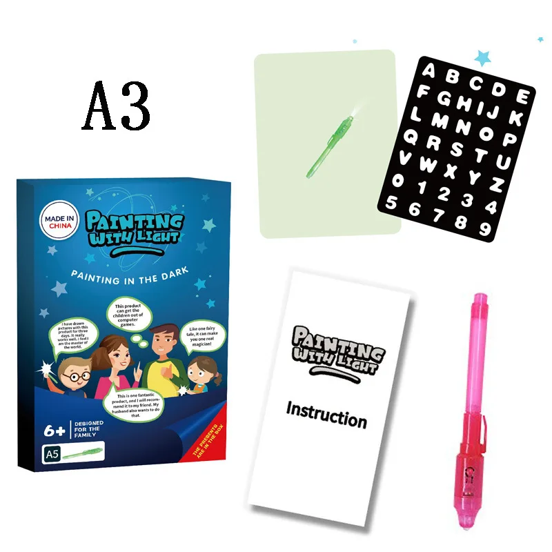 1PC A4 A5 LED Luminous Drawing Board Graffiti Doodle Drawing Tablet Magic Draw With Light-Fun Fluorescent Pen Educational Toy