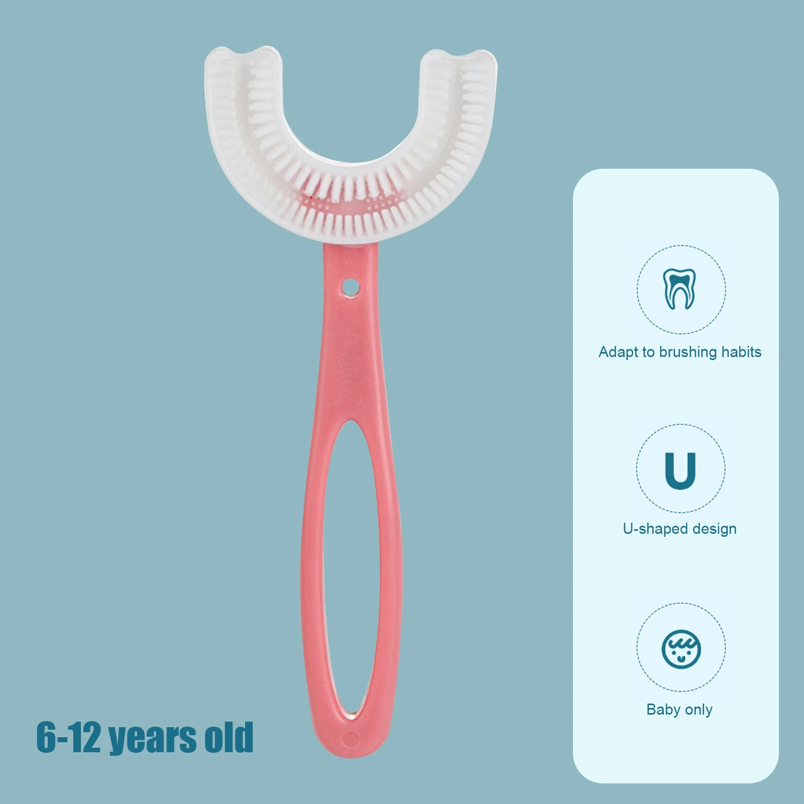 Cepillo de dientes en forma de U para ni&ntilde;os, todo redondeado, 360 limpieza bucal, Manual de entrenamiento, 2 tama&ntilde;os-3