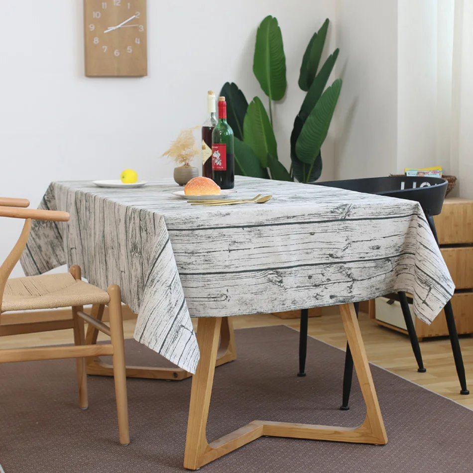 

Simple Retro Imitation Bark Wood Grain Tablecloth Home Hotel Rectangular Imitation Cotton Linen Party Table Decoration Cloth