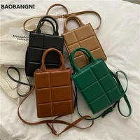 plaid pu leather shoulder handbags designer crossbody bag small crossbody bags with short handle for women