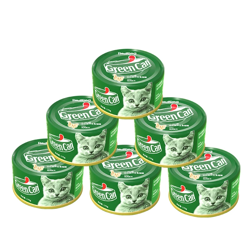 

RedDog 6 Cans/pack GreenCan Natural/Grain Free Cat Food Pet Food for CatsCat Snacks Fattening Wet Food for Cats Cat Accessories
