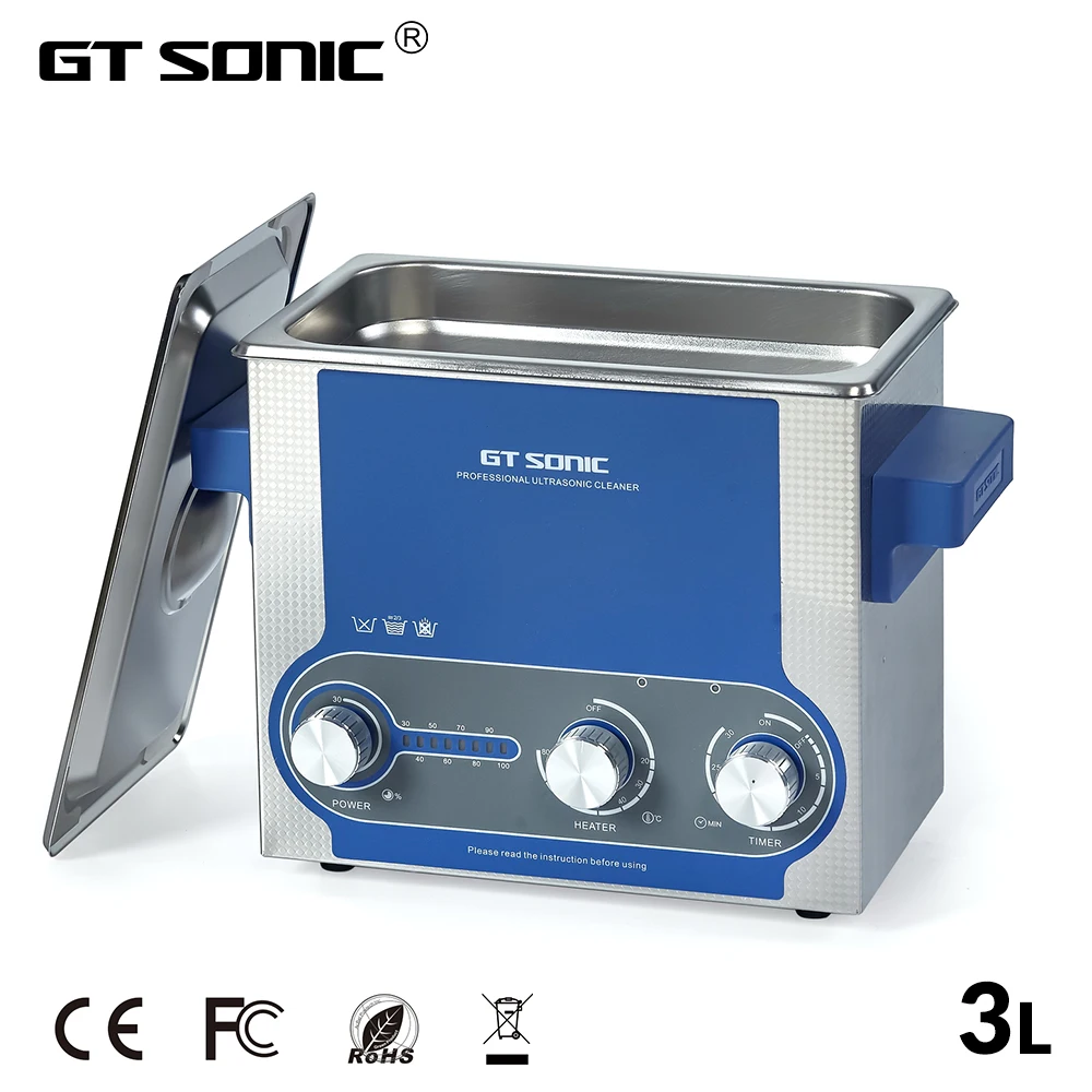 

GT SONIC P3 Ultrasonic Cleaner 3L Tank Power Adjustable 30W/100W Knob Ultrasonic Cleaner Portable Washing Machine Home Applianc