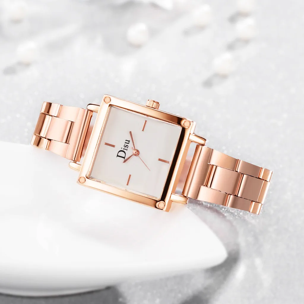 Женские часы со стальным ремешком женские кварцевые с квадратным циферблатом