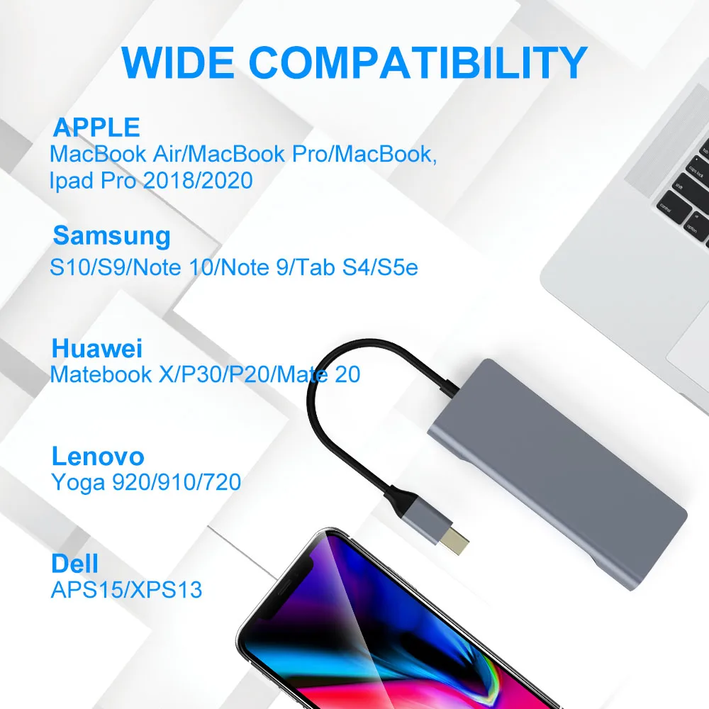 USB 3.0 Type-C Hub к HDMI VGA Тип C адаптер 4K порт с портами s SD ридер слот PD TF RJ45 для MacBook Mobibe Phone
