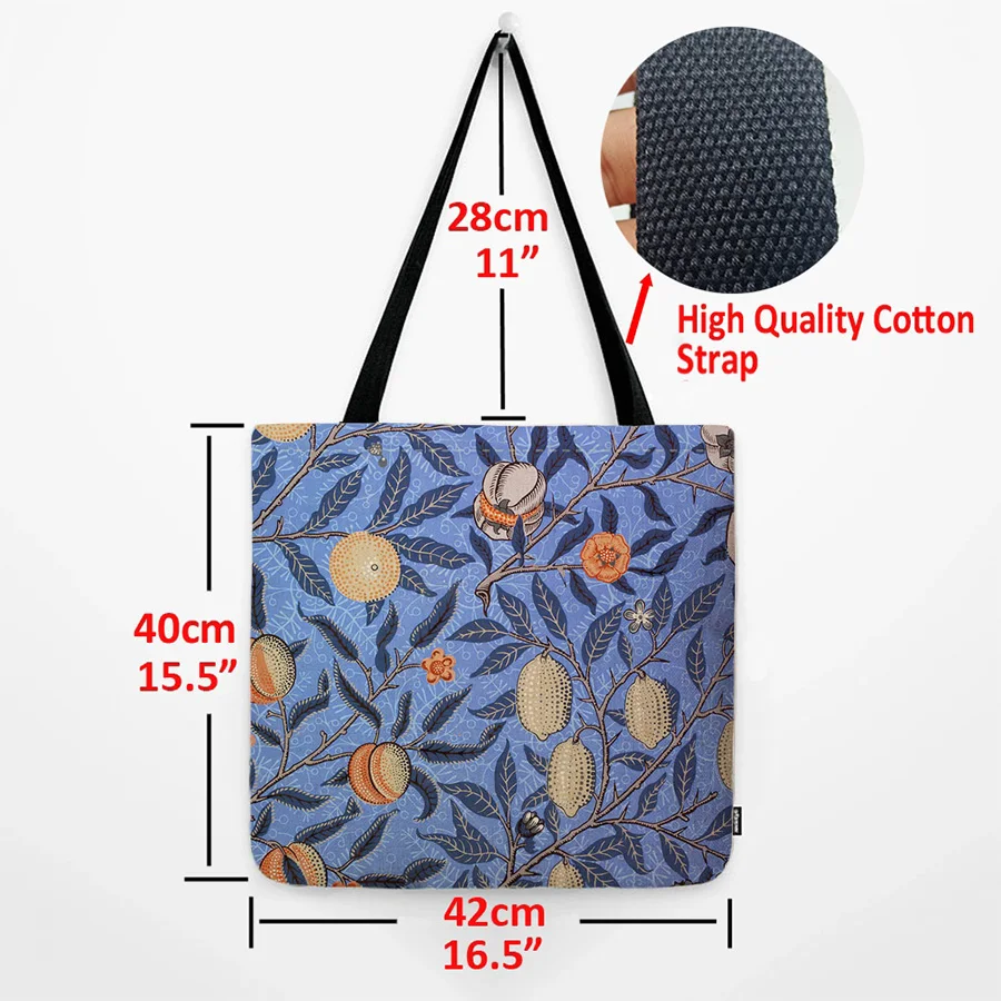 Сумка-тоут с изображением цветов листьев и фруктов водостойкая | Дом сад
