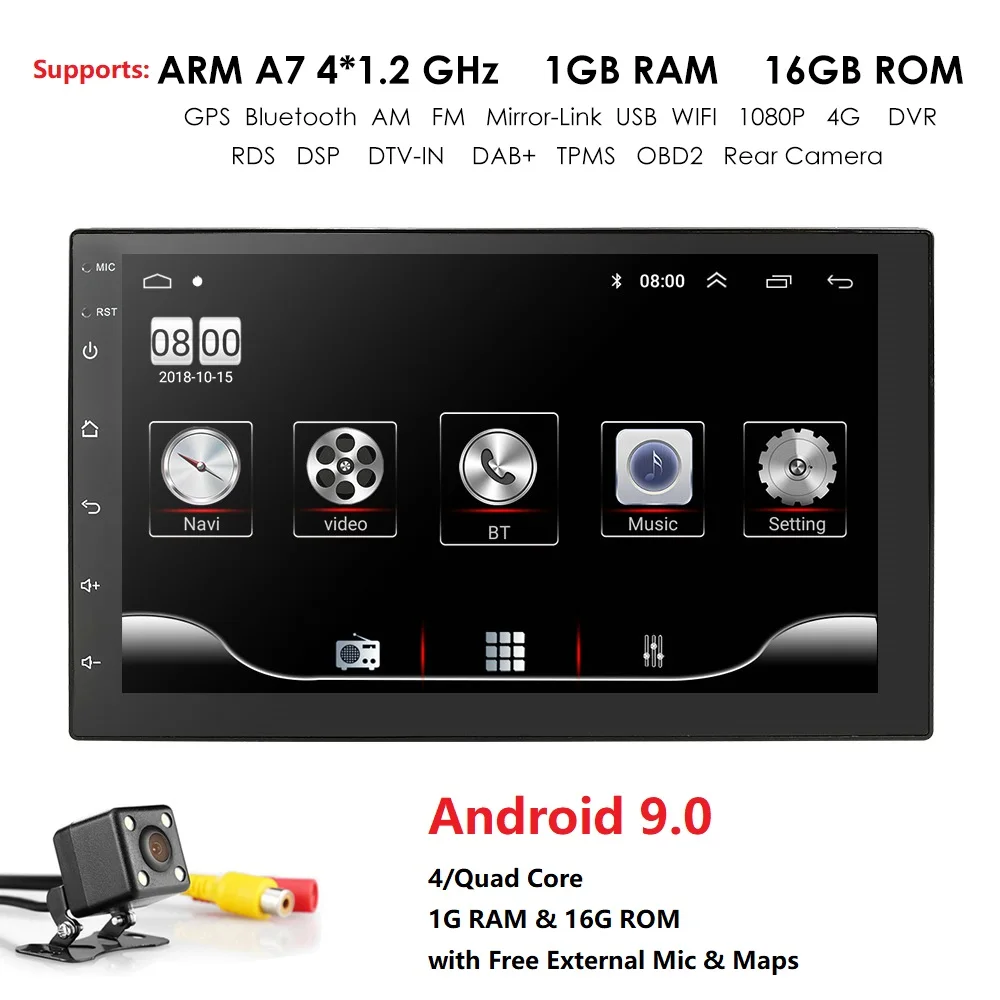 Автомобильное радио 2 Din Android GPS навигация автомобильное стерео 7 &quot1024*600 Android9.0