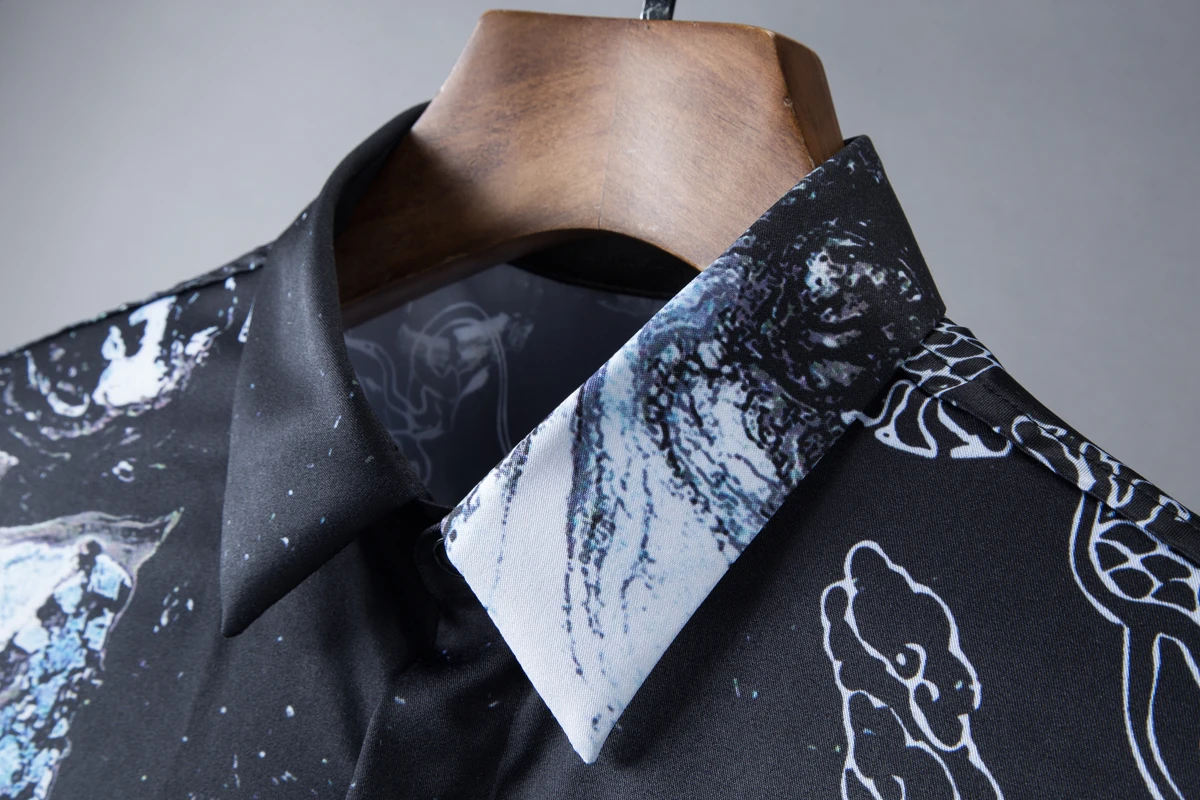 Рубашка Minglu мужская с повторяющимся принтом сорочка длинным рукавом модная