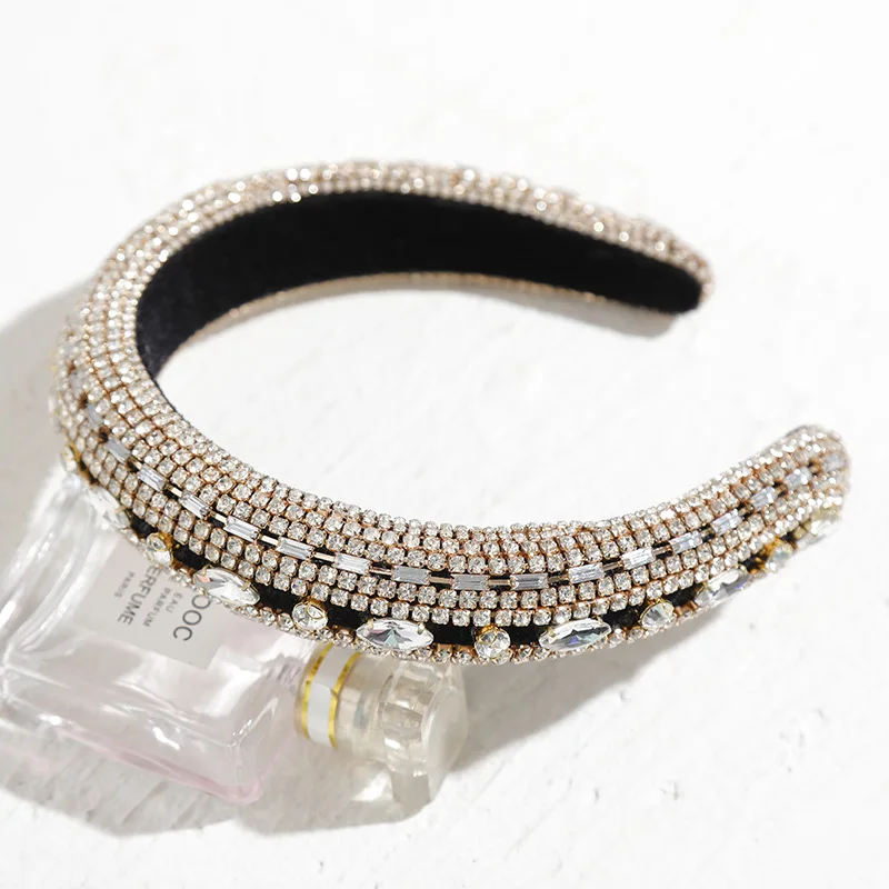 

Baroque hair Sponge Fashion street fashion band full of diamond crystal sponge hair band ladies fashion luxury women's hair