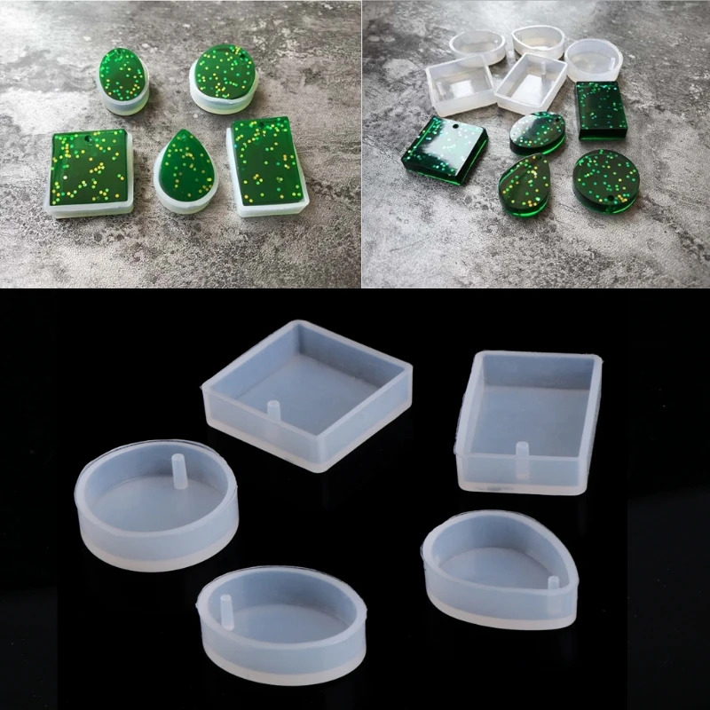 

5pcs Silicone Mould Craft Mold Epoxy Resin Necklace Pendant DIY Jewelry tool