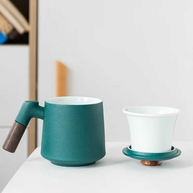 Керамическая кружка чашка для чая креативная кофейная с крышкой и ручкой