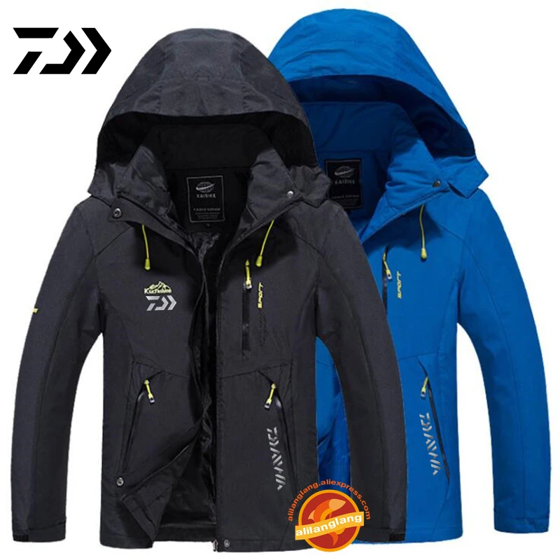 

Winter Daiwa Fishing Clothes Fishing Jackets Outdoor Camping Clothing Men Autumn Waterproof Keep Warm Patchwork Hooded Jackets