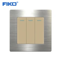 fiko euuk standard 16a 250v light switchstainless steel panel 3gang 12way wall power light switch household 8686mm