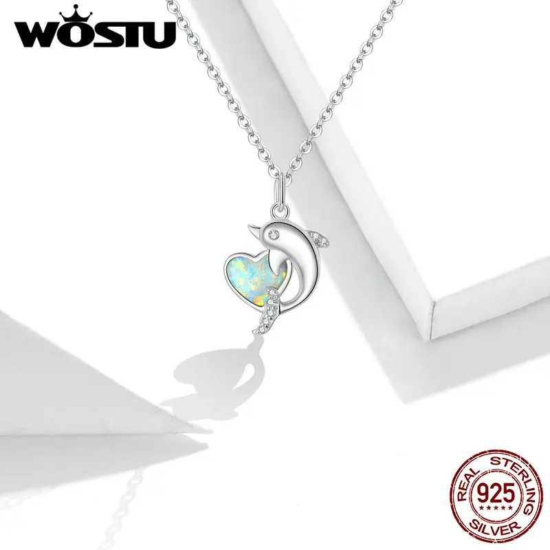 Женское колье с дельфином из серебра 925 пробы опалом | Украшения и аксессуары