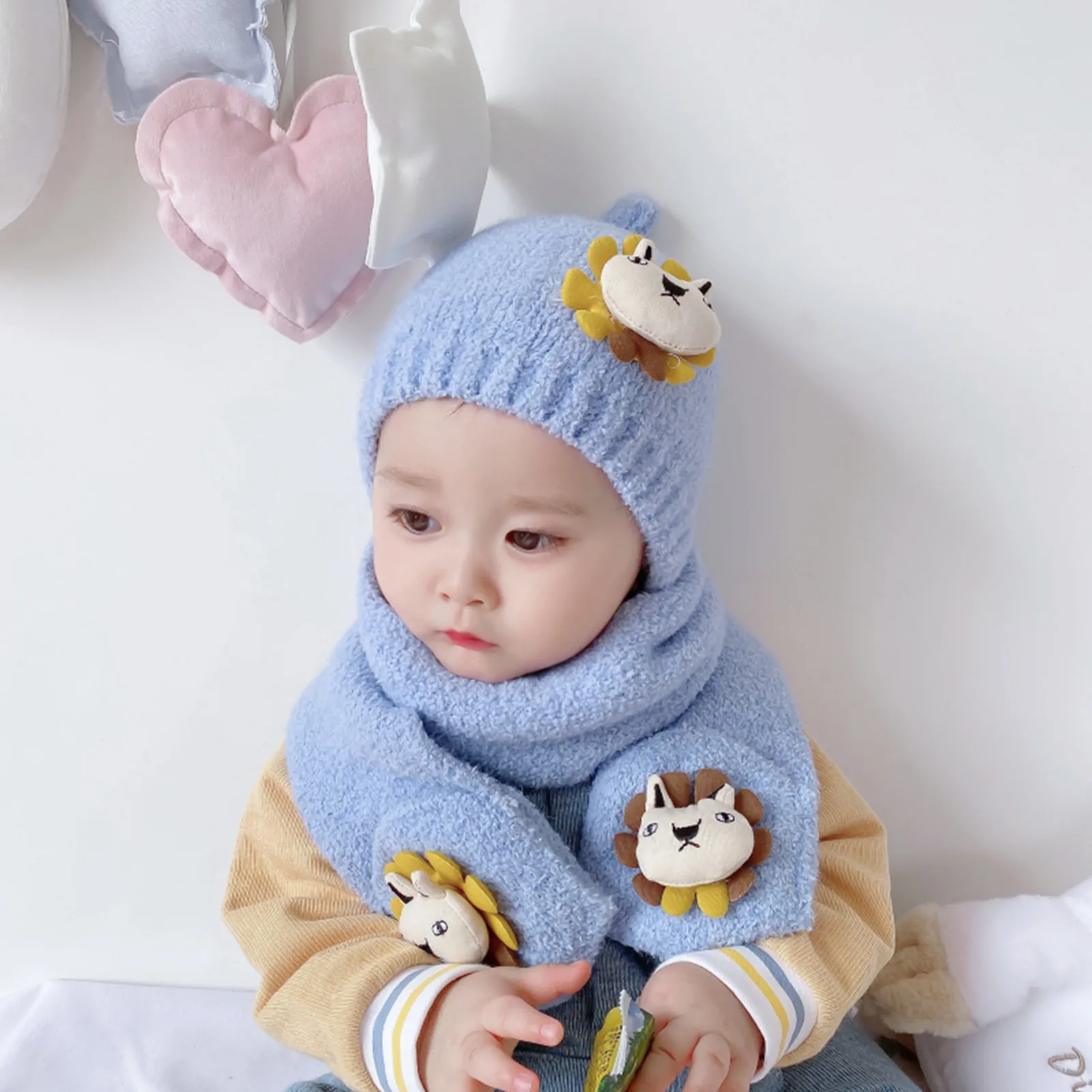 2 предмета в комплекте детская шапка и шарф одежда для малышей мальчиков девочек