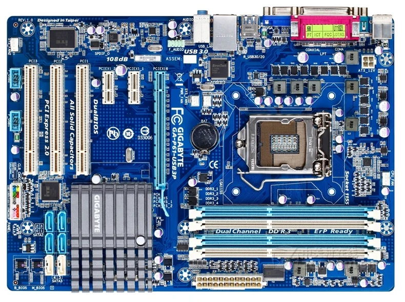 

For Gigabyte GA-P61-USB3P Motherboard LGA 1155 For Intel H61 USB2.0 SATA2 PCI-E X16 Used Desktop Mainboard