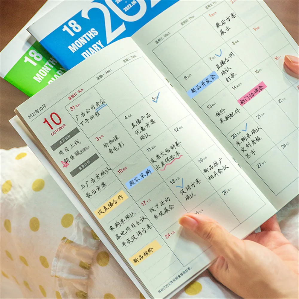 

2021 A5 Calendar Agenda Notebook Work Study Plan Self-discipline Clock-in Schedule Book Notebook Efficiency Manual Stationery