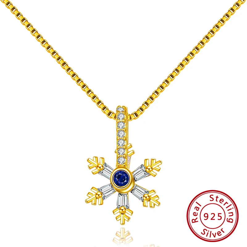 ORSA JEWELS подлинное серебряное ожерелье с подвеской в виде снежинок для мужчин/женщин 925 пробы Серебряное ожерелье ювелирное изделие подарок для влюбленных SN07 - Цвет камня: SN163-G
