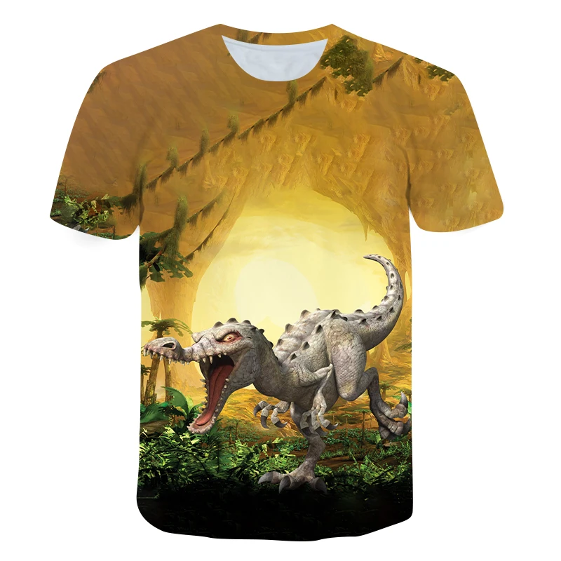 

2021 Jurassic World Fallen Kingdom Cool Dinosaur Head 3D Print T shirt Boys and girls Hiphop Tee Tshirt Boy color Clothes Drop