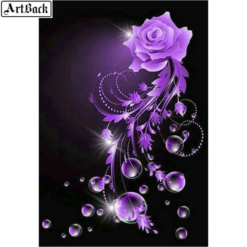 5d diy Алмазная роспись фиолетовая Роза цветок полный квадратный алмаз в альбомной