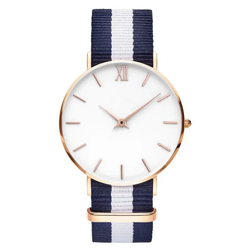 

2021 Hot Sale Simple Casual Woven Belt Watch Couple Student Summer Cool Nylon Strap Ultra-Thin Quartz Watch