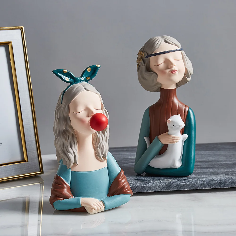 

Nordic Creative Girl Sculpture Resin Character Model Modern Home Decoration Living Room Table Decoration Fashion Crafts Gifts