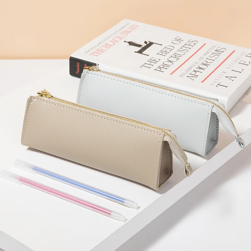 В Корейском стиле Простой треугольник кожаный пенал для обувь мужчин и женщин