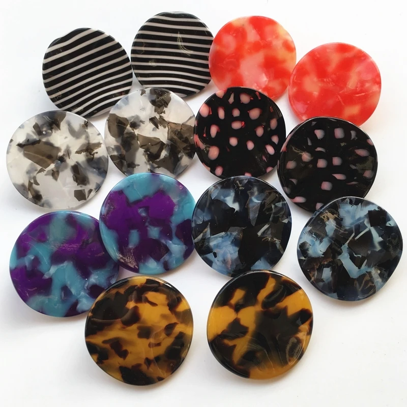 Женские волнистые серьги-гвоздики UJBOX 7 цветов японский/Корейский ацетатный цвет