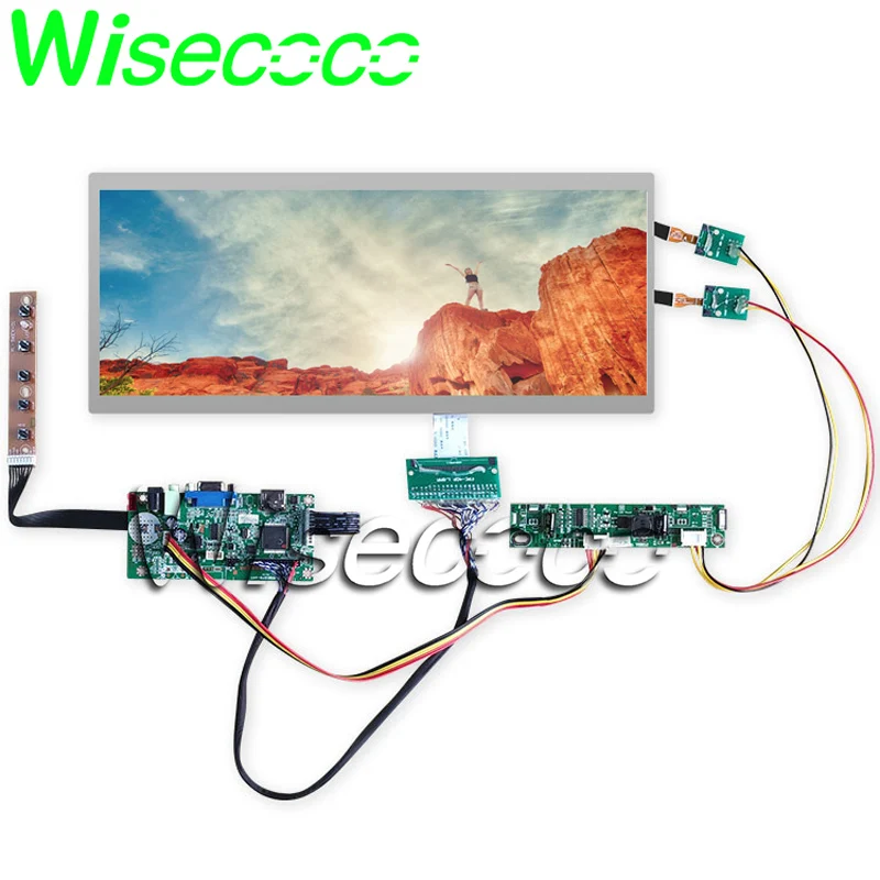 full kit 12," Автомобильный ЖК-дисплей C123HAN01.1 1920x720 hdmi vga dvi плата низкая Рабочая температура-40 до 85 широкая температура высокая яркость 700 нит - Цвет: full kit