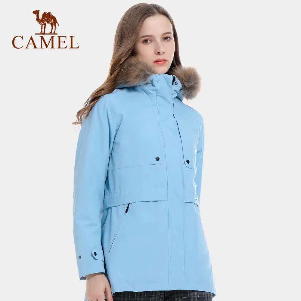 CAMEL официальная женская уличная куртка средней длины женский меховой воротник