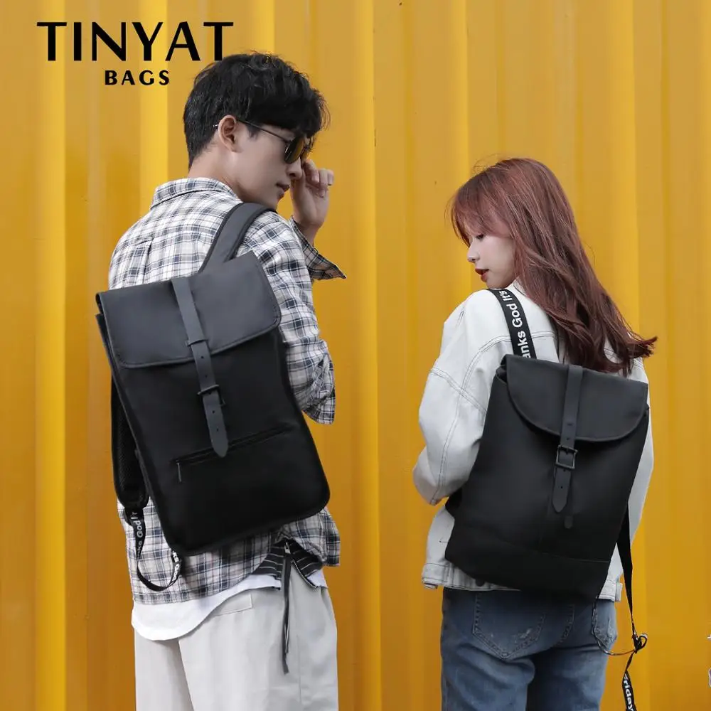 Мужской рюкзак TINYAT для 14 дюймов кожаная школьная сумка Повседневная Дорожная на