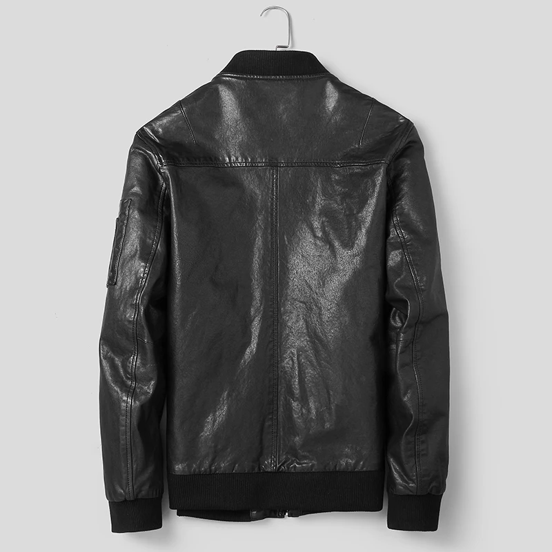 DK хорошее качество растительного танина кожа овчина пальто для мужчин ребристые