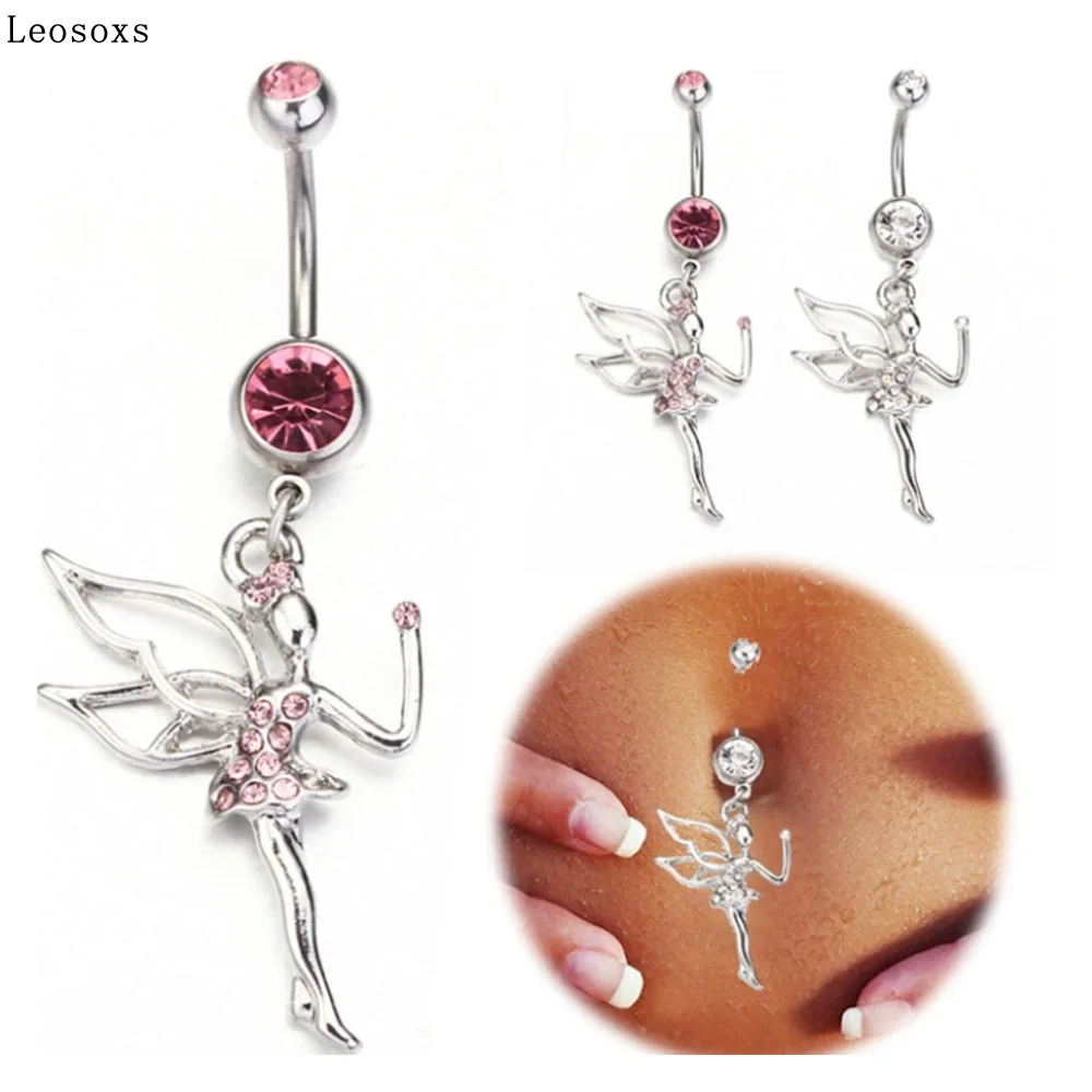 

Leosoxs 1 piece Fairy wings navel ring stainless steel navel buckle piercing body jewelry belly button rings