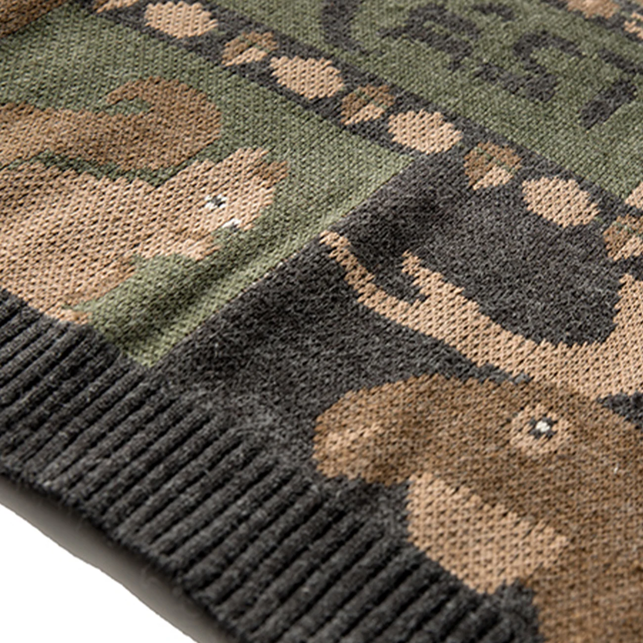 Вязаный свитер унисекс в стиле хип-хоп с принтом Совы и медведя хлопковая уличная