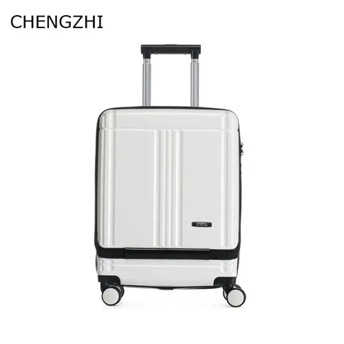 CHENGZHI, 20 дюймов, деловой чемодан, сумка на колесиках, роскошная, высокое качество, сумка на колесиках для ноутбука, чемодан на колесиках - Цвет: white