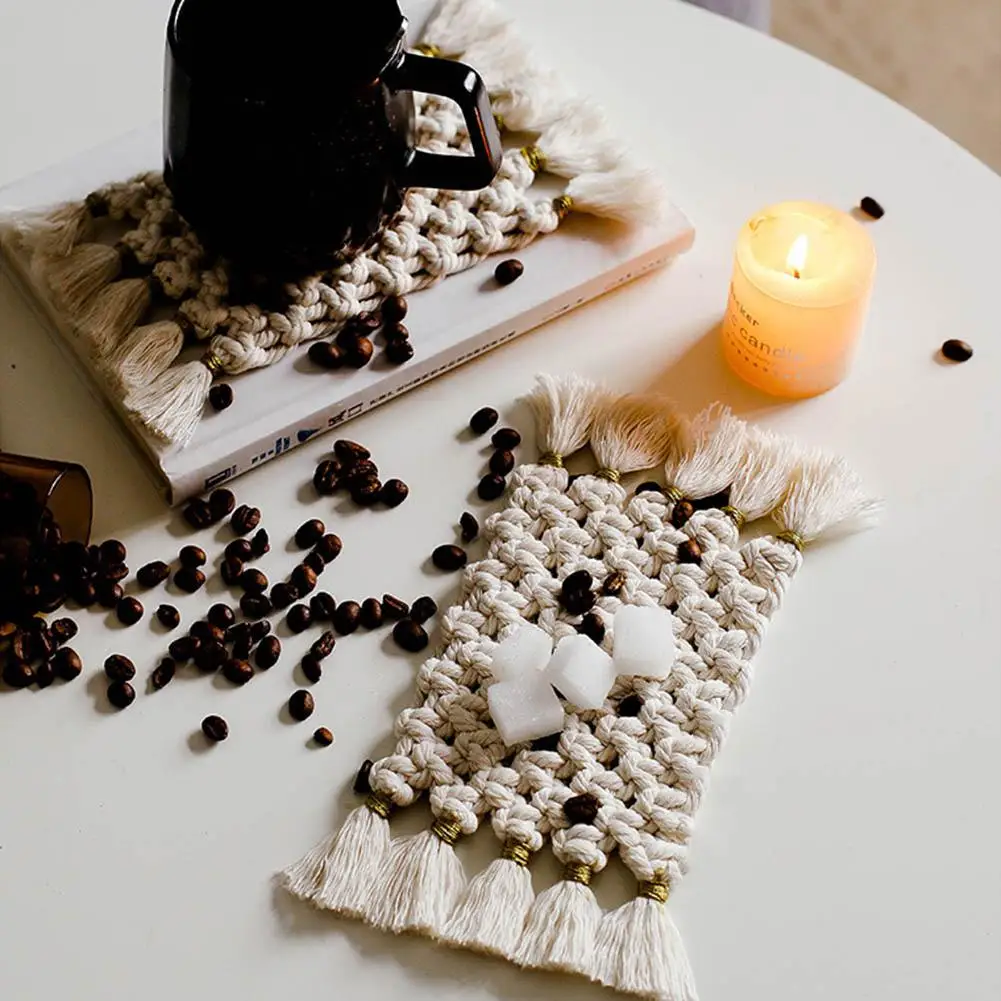 

Cotton Braided Woven Non Slip Heat Insulation Kitchen Placemat Cup Mug Pad Mat