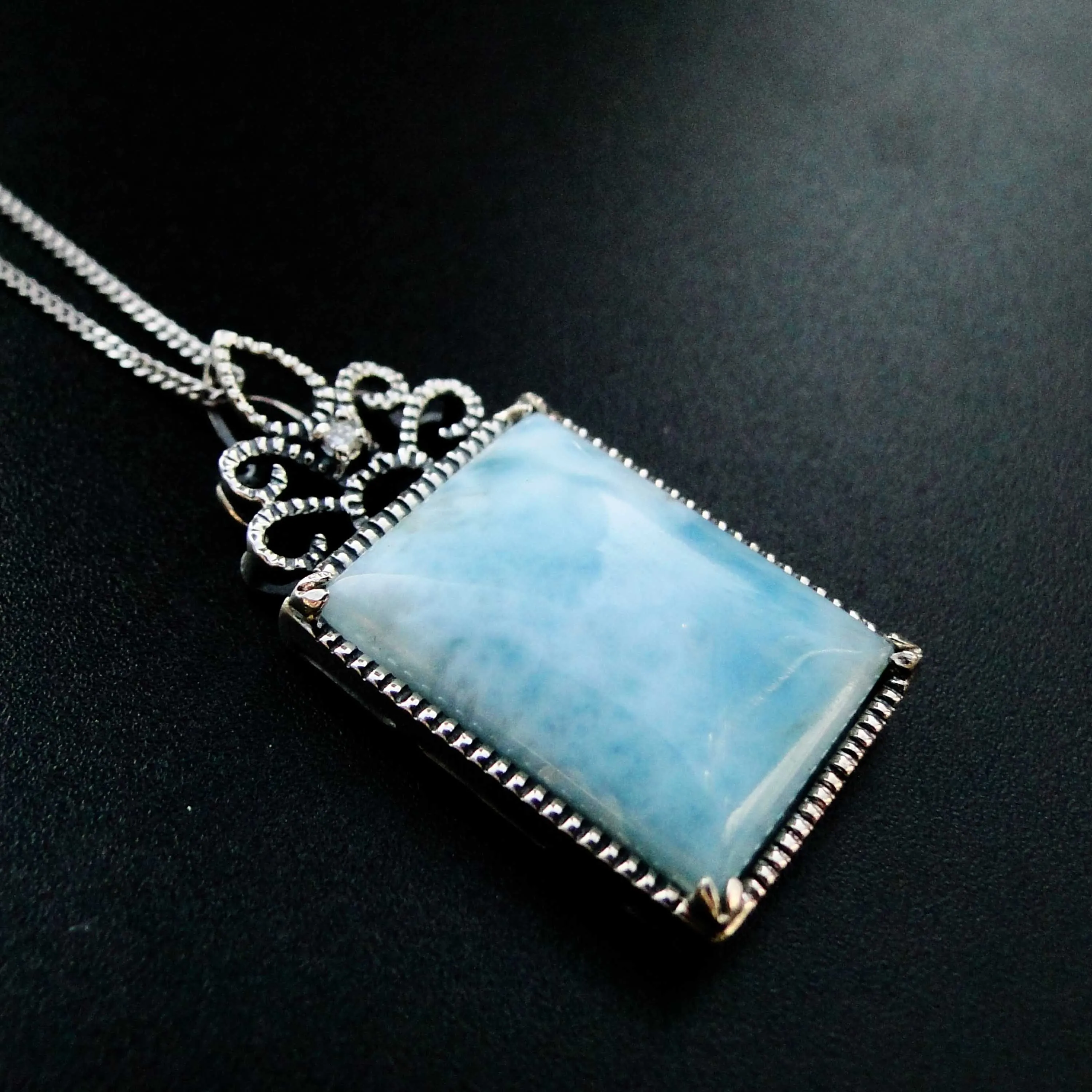 Natural Larimar Pendant Rectangular Antique in Solid 925 Sterling Silver Jewelry for Womens Gift | Украшения и аксессуары