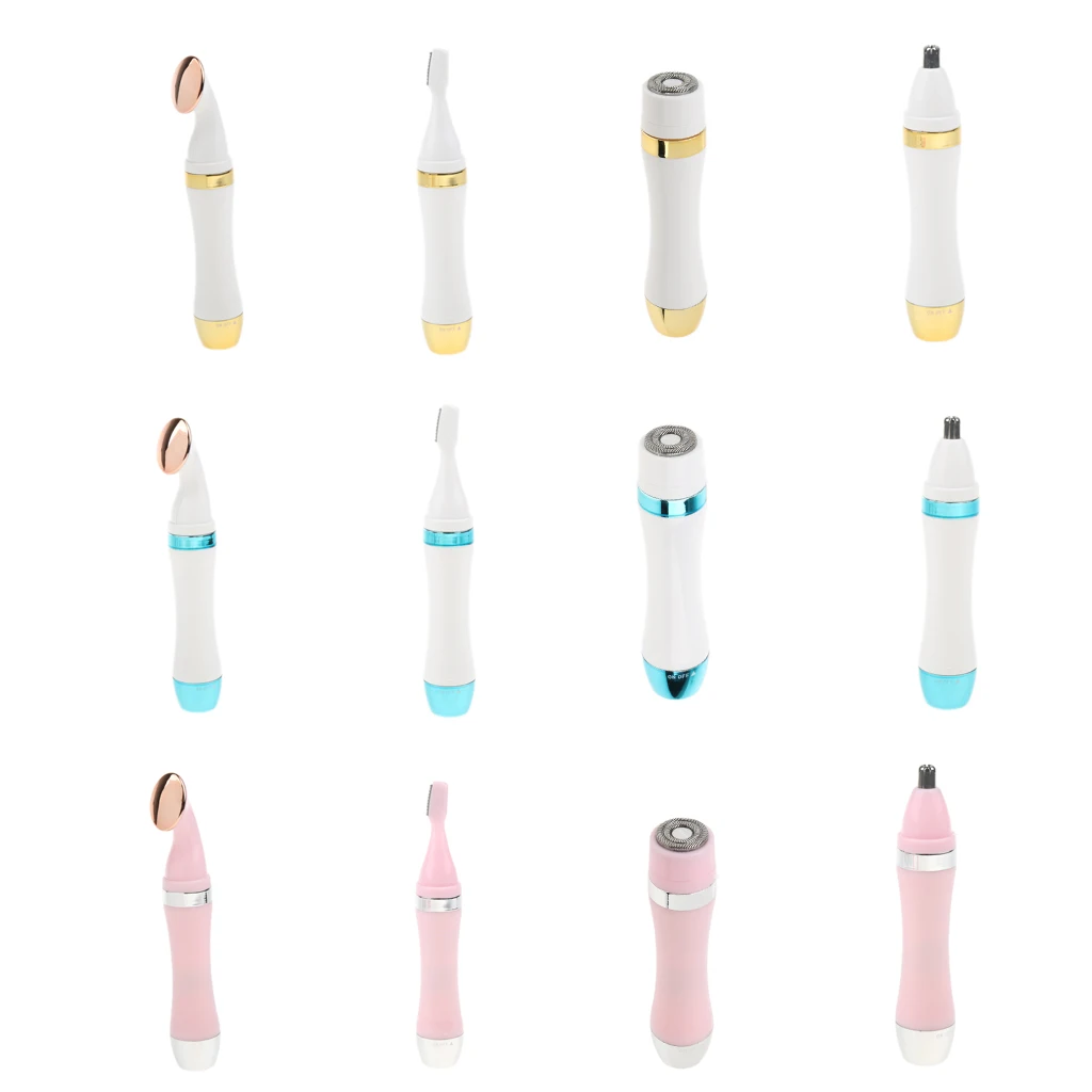 

Waterproof Electric Women Hair Remover Trimmer Groomer Set for Face Nose Underarm Leg Body Hair Removal Pink Gold Blue